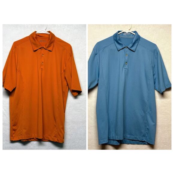Nike Golf Nike Fit Dry Performance Polo (2) Size M  Embroidered Logo Orange Blue - Picture 1 of 14